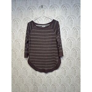 maurices Womens Striped Raglan Sweater Knit Top 3/4 Sleeve M
